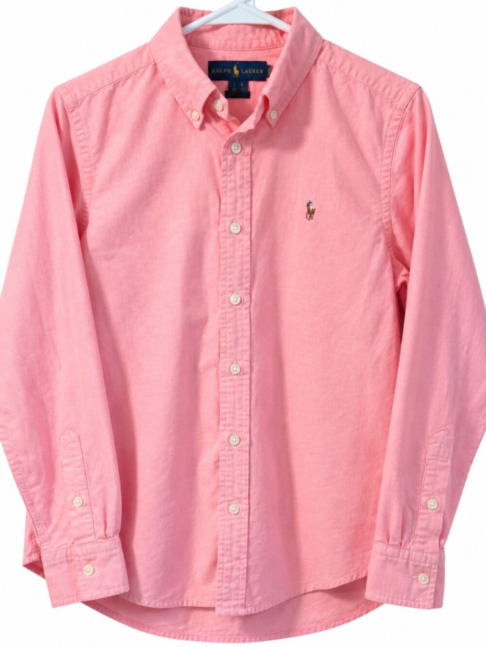 Ralph Lauren Boys Large Red/Pink Oxford Button Down Shirt Multicolor Pony